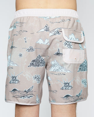 17" Pacific Map Volley Shorts - Brown
