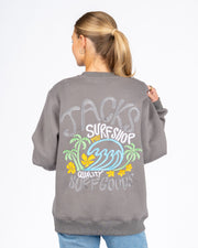 Paradise Embroidered Crewneck Sweatshirt - Charcoal