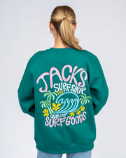 Paradise Embroidered Crewneck Sweatshirt - Green