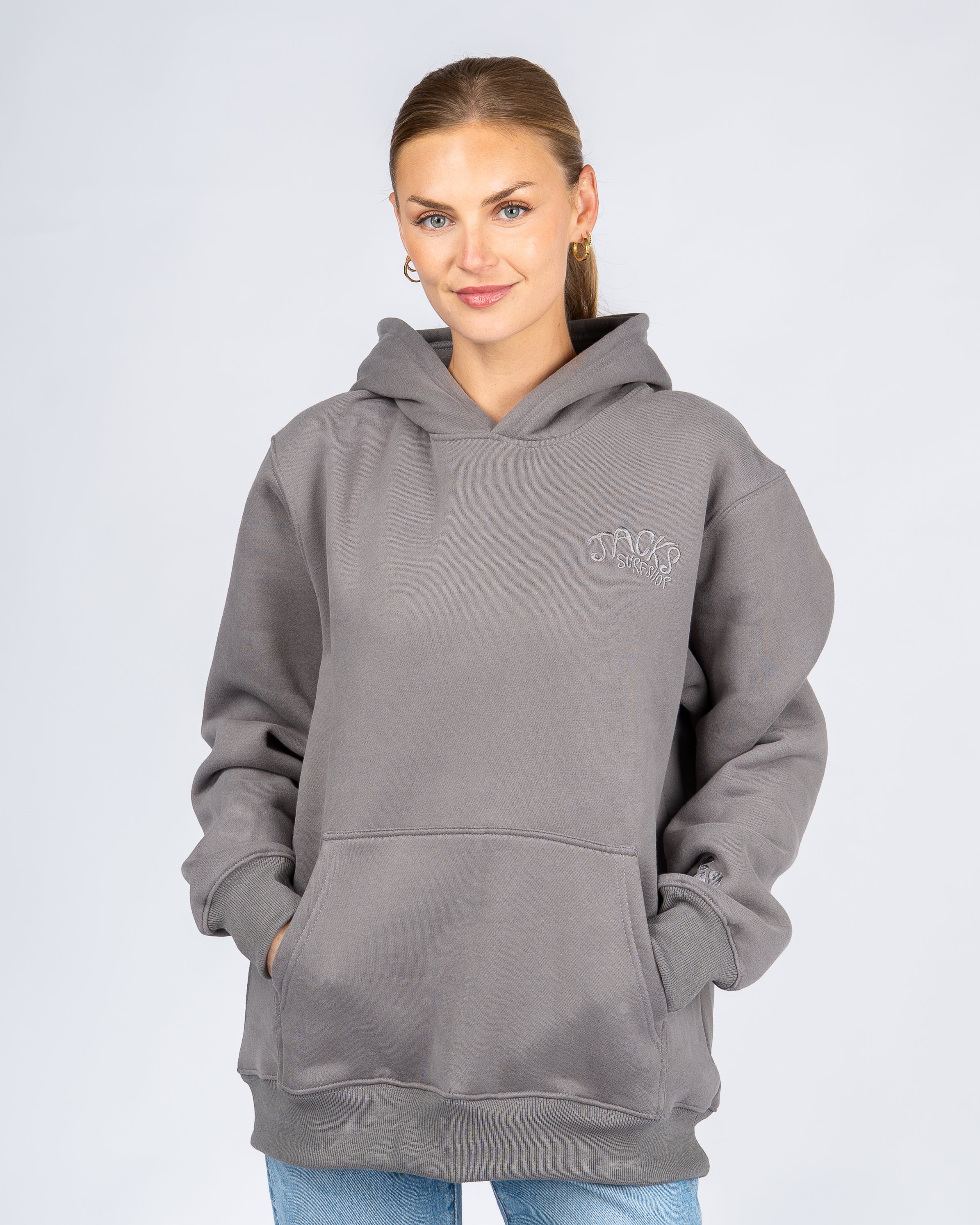 Paradise Embroidered Pullover Hoodie - Charcoal