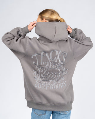 Paradise Embroidered Pullover Hoodie - Charcoal