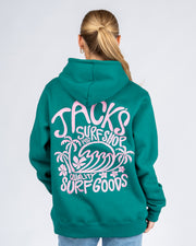 Paradise Embroidered Pullover Hoodie - Green