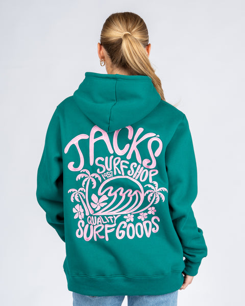 Paradise Embroidered Pullover Hoodie - Green – Jack's Surfboards
