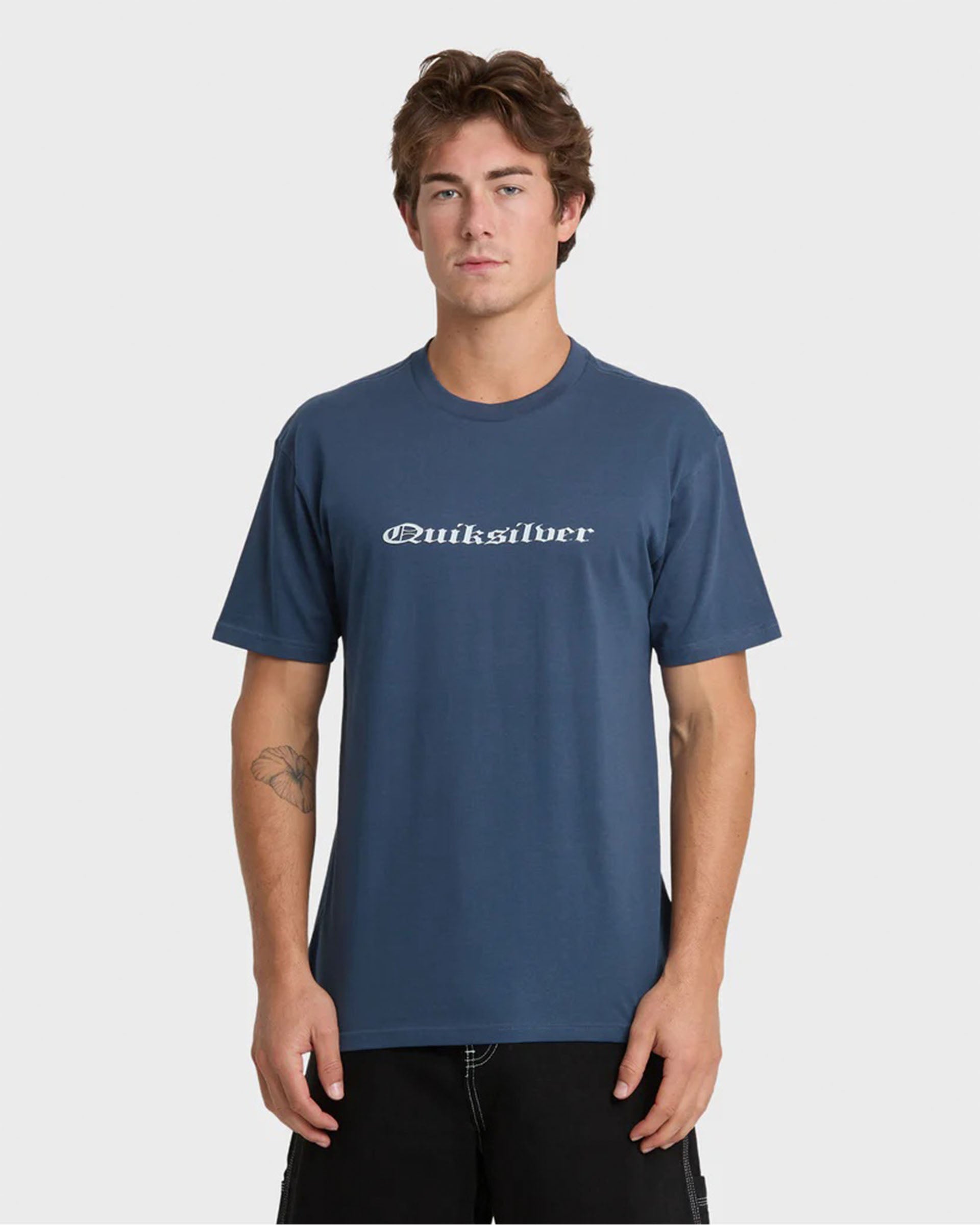 Quiksilver Chrome English Short Sleeve T-Shirt - Dark Denim
