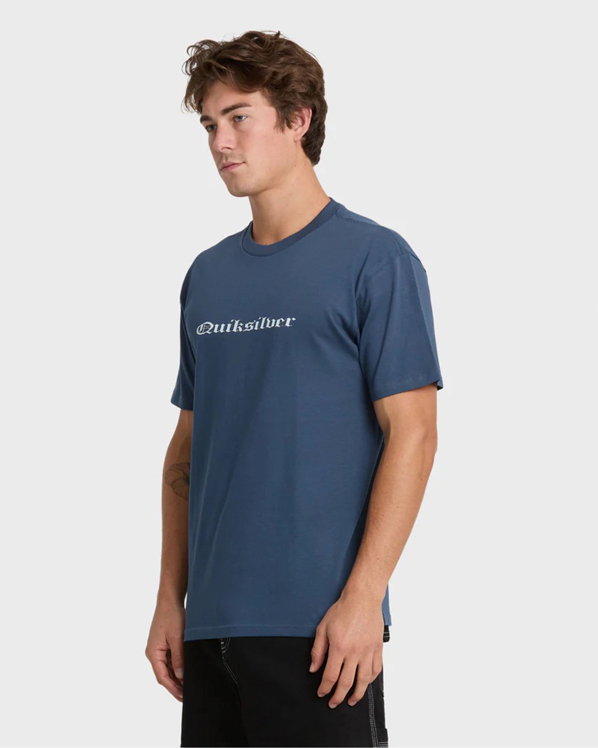 Quiksilver Chrome English Short Sleeve T-Shirt - Dark Denim