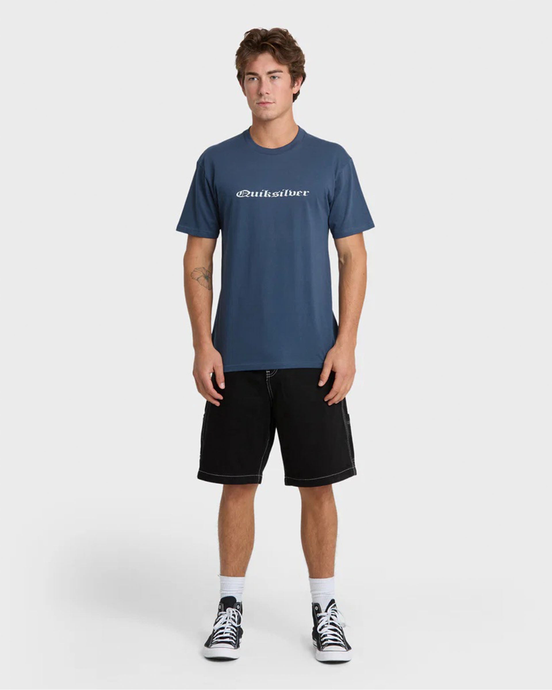Quiksilver Chrome English Short Sleeve T-Shirt - Dark Denim
