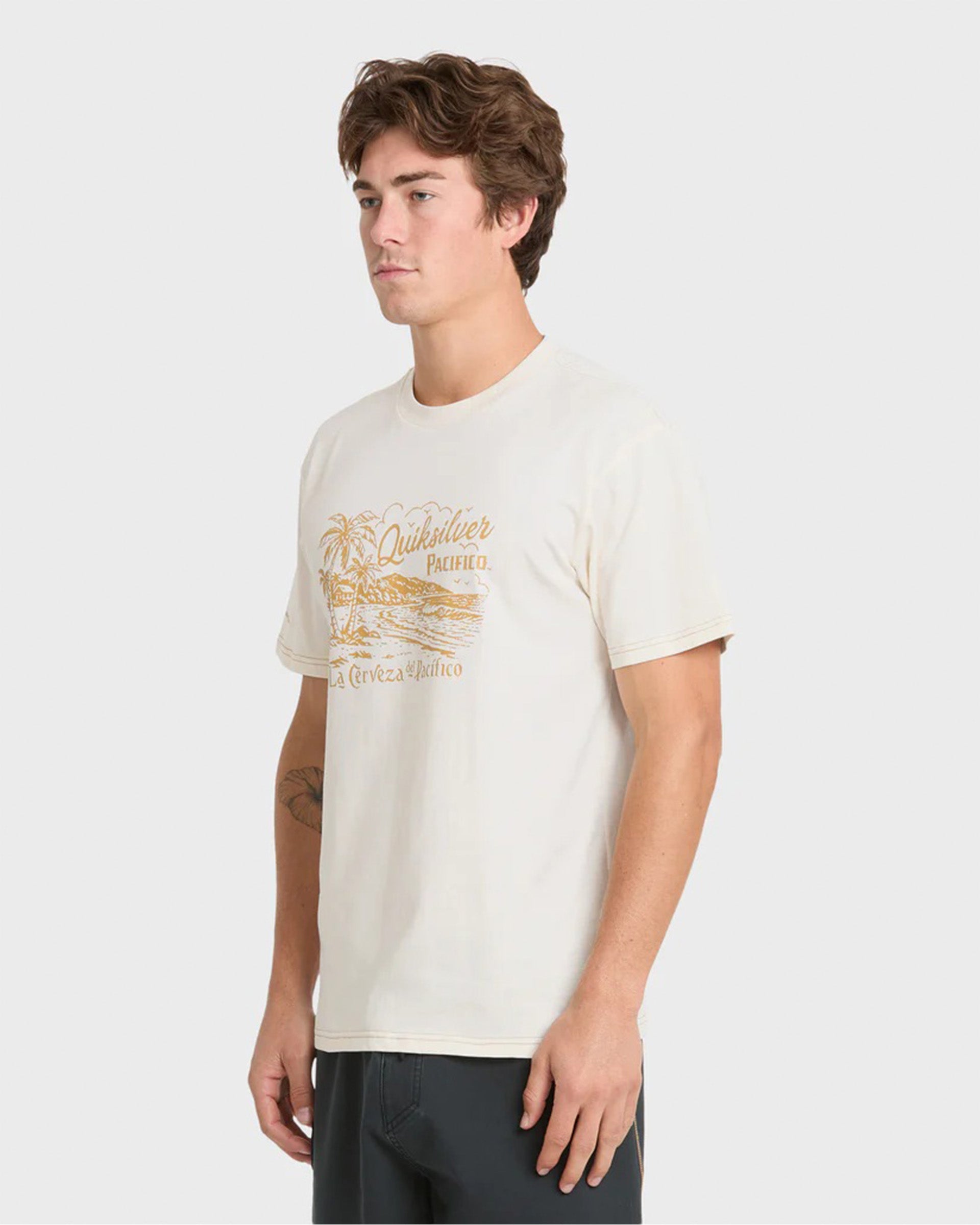 Quiksilver Pacifico Coastal Paradise Short Sleeve T-Shirt - Tofu