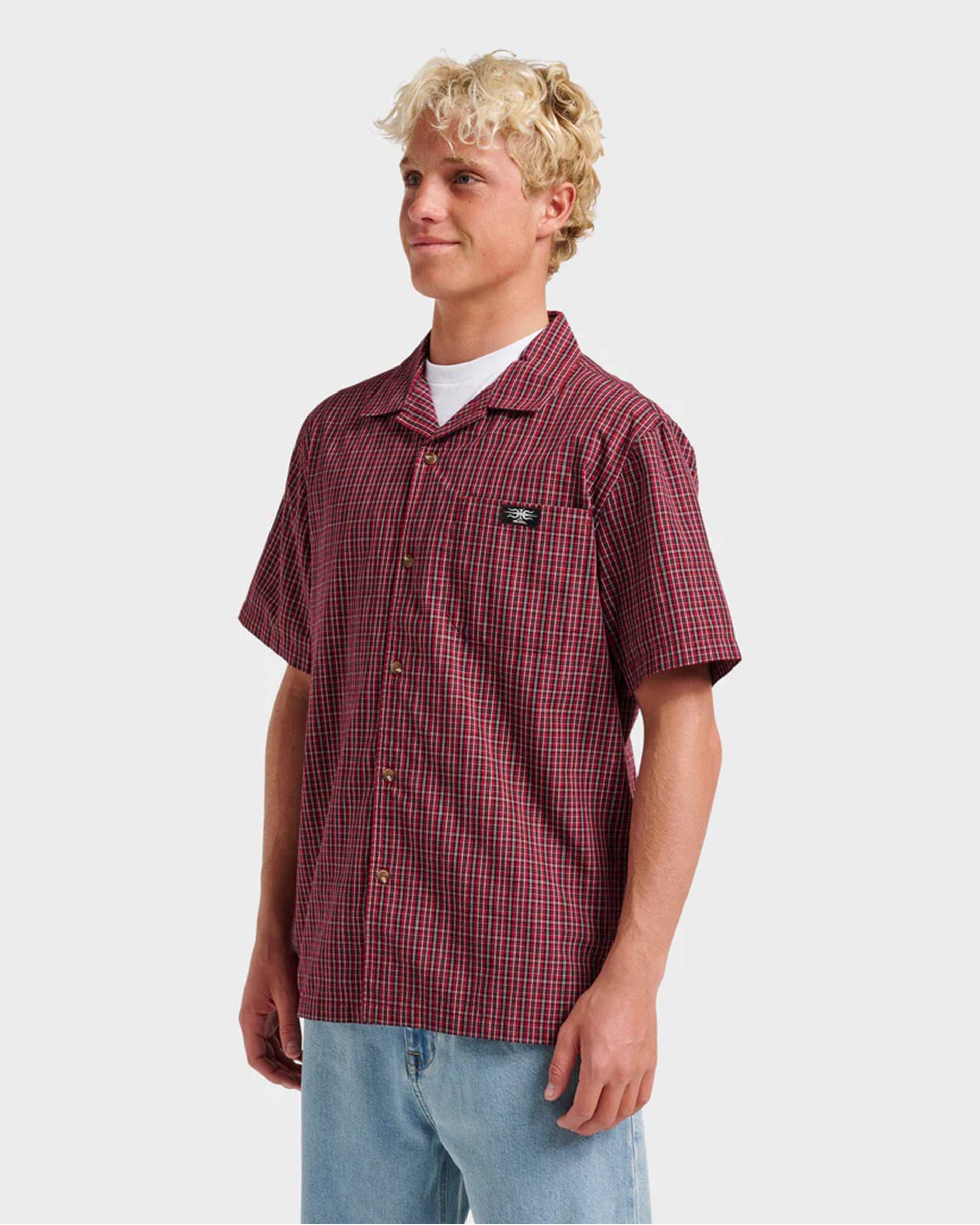Quiksilver Liquid Metal Short Sleeve Shirt - Biking Red