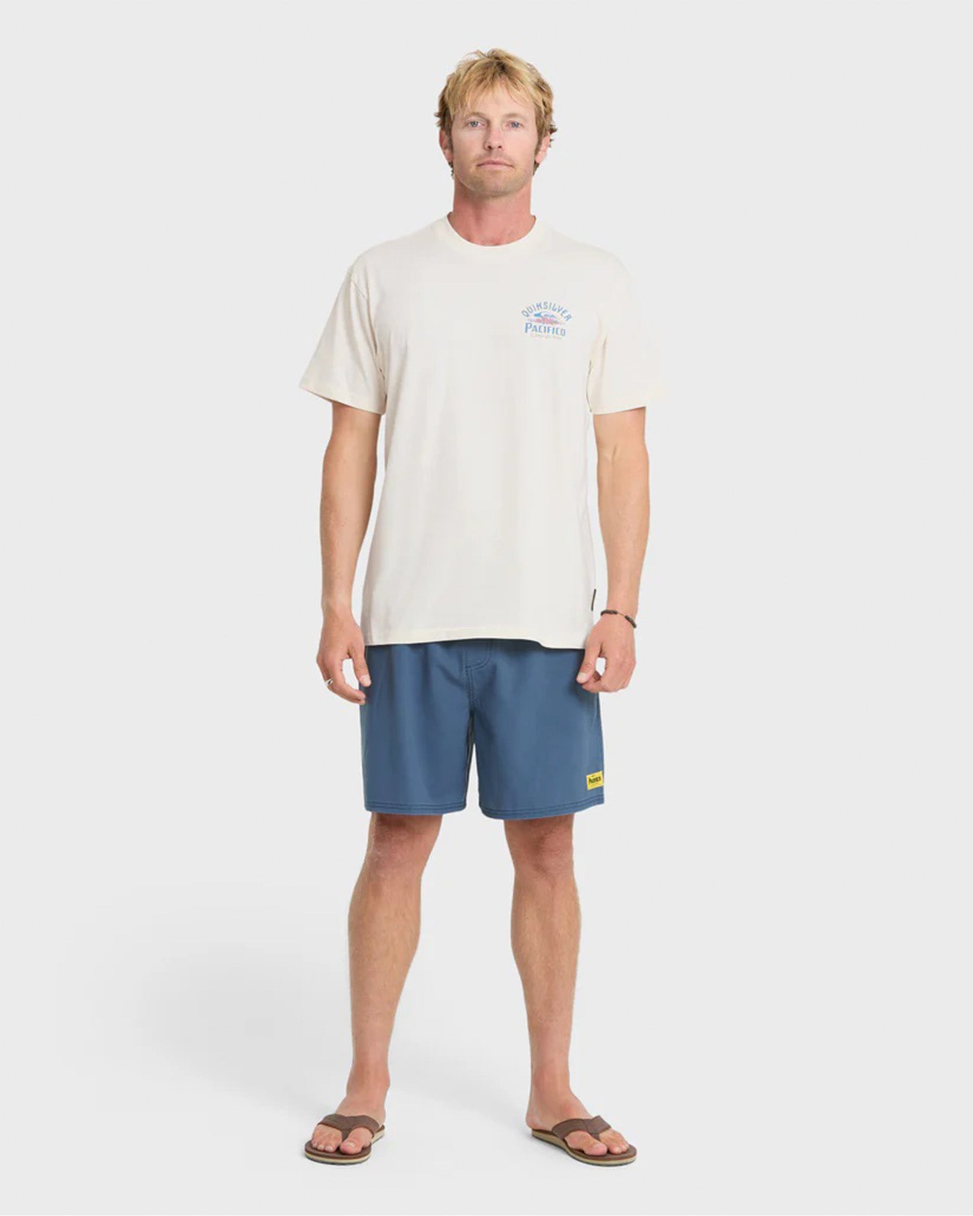 Quiksilver Pacifico Signage Short Sleeve T-Shirt - Tofu