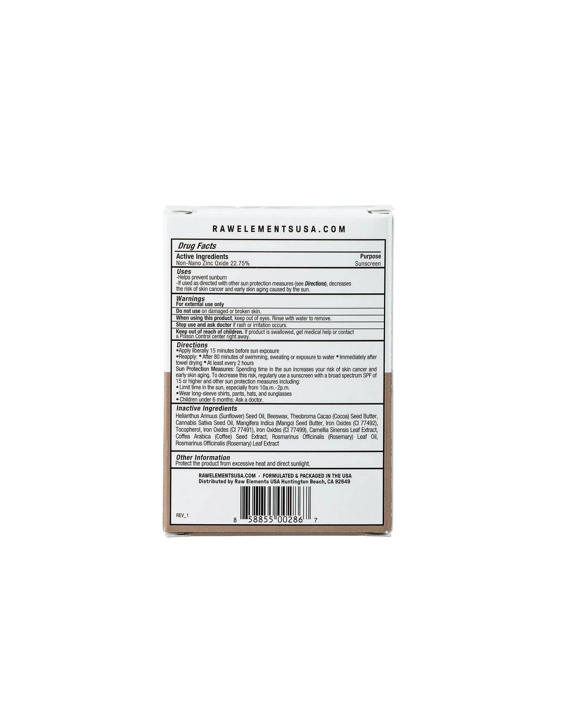 Raw Elements Tinted Face Stick SPF 30 - Bronze