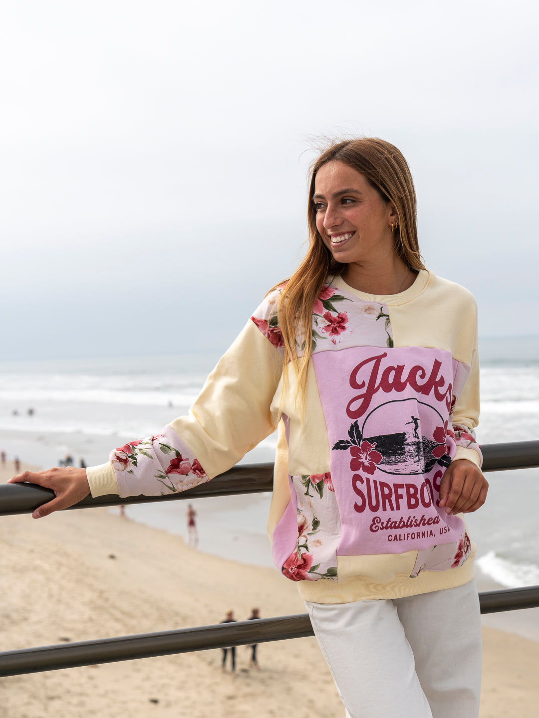 KNL Reworks x Jack's Tip Toe Crewneck Sweatshirt - Limited Yellow Patchwork