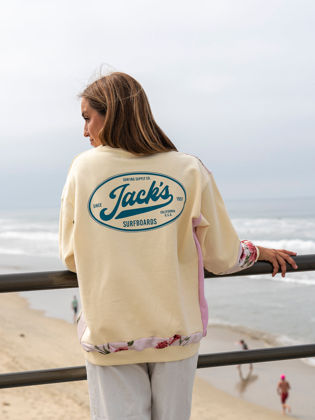 KNL Reworks x Jack's Tip Toe Crewneck Sweatshirt - Limited Yellow Patchwork
