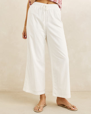 Rhythm Women's Annabelle Lace Trim Beach Pant - White