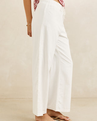 Rhythm Women's Annabelle Lace Trim Beach Pant - White