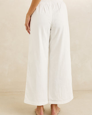 Rhythm Women's Annabelle Lace Trim Beach Pant - White
