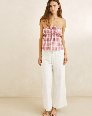 Rhythm Women's Annabelle Lace Trim Beach Pant - White
