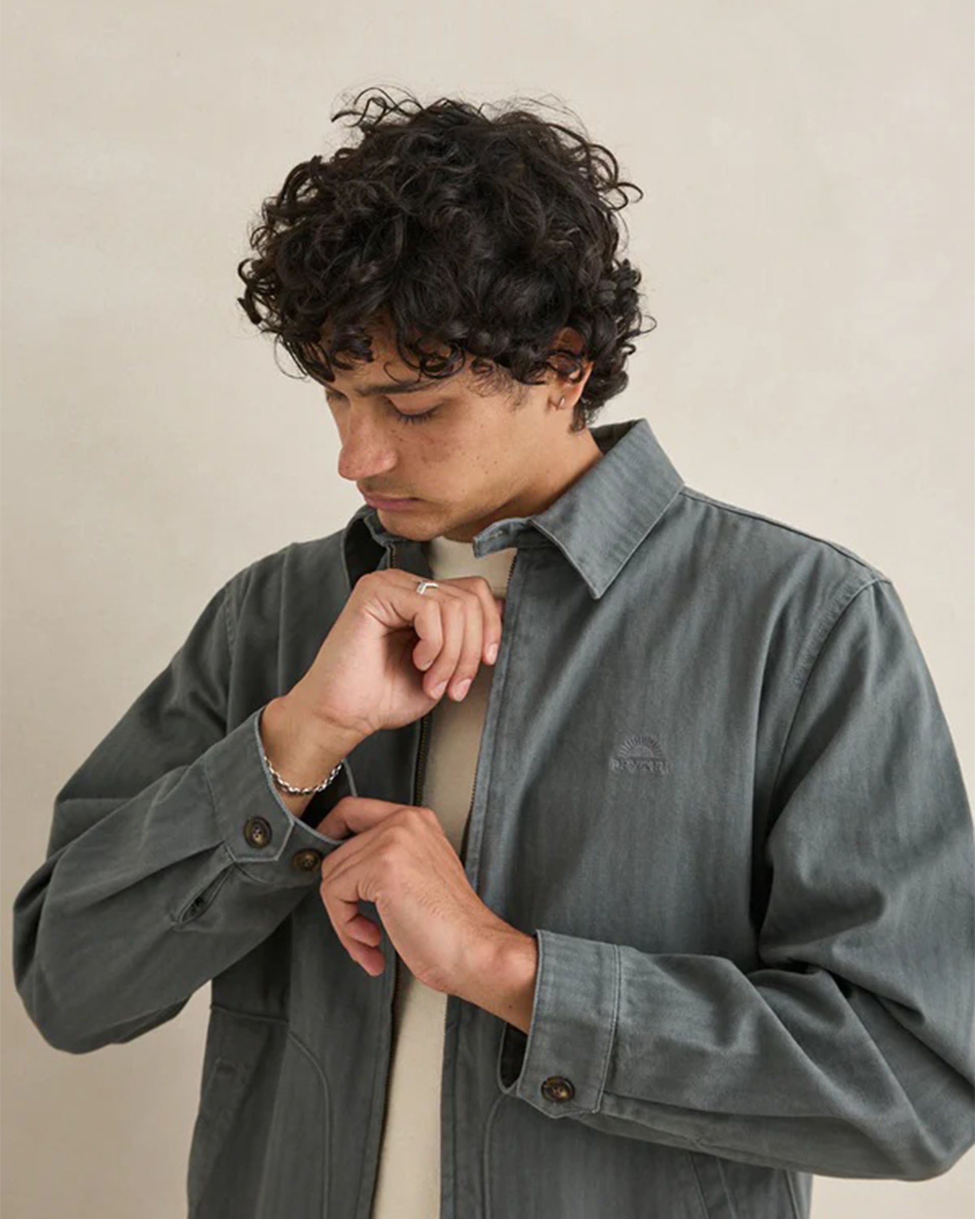Rhythm Awake Herringbone Jacket - Charcoal