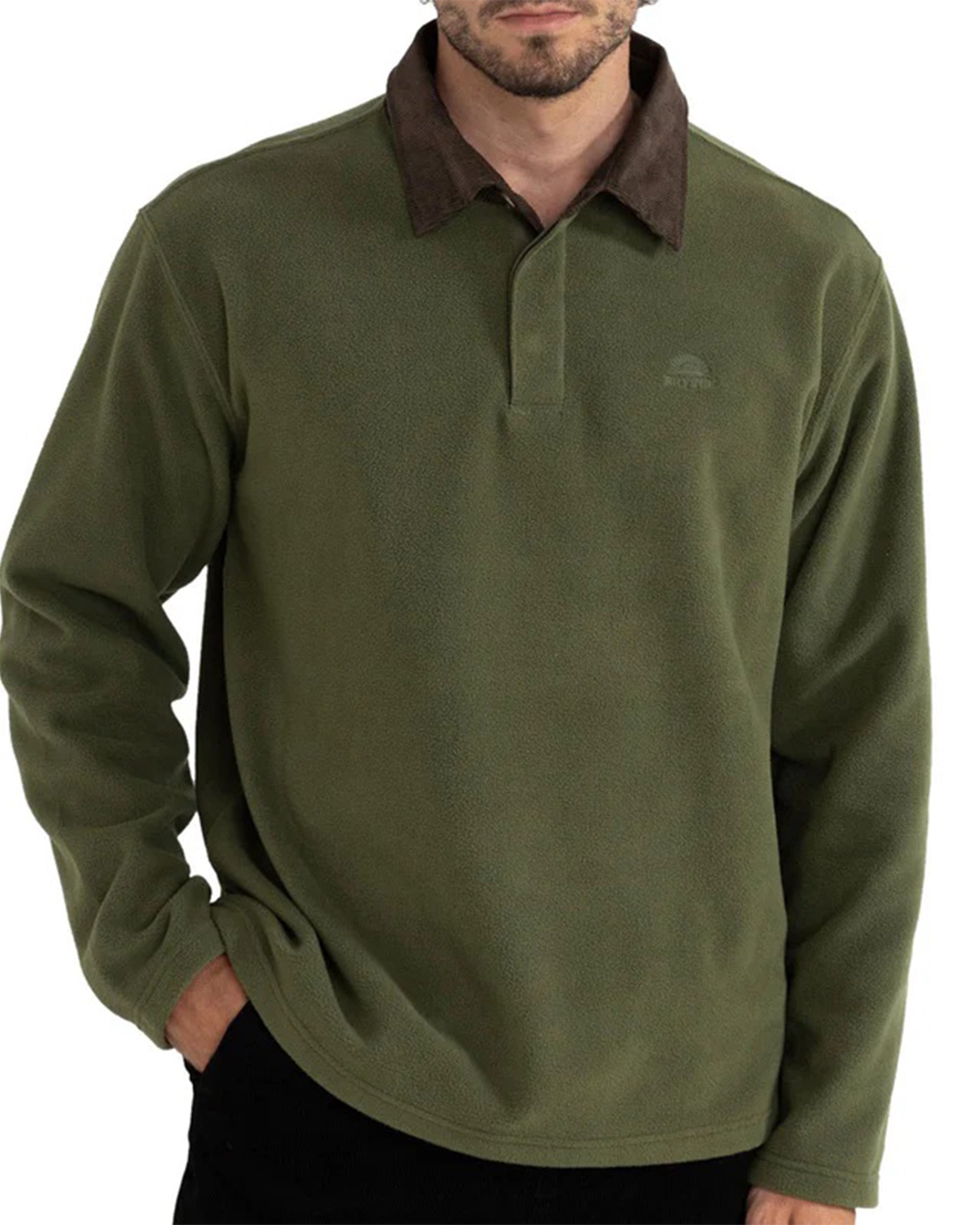 Rhythm Awake Polar Fleece Polo - Olive