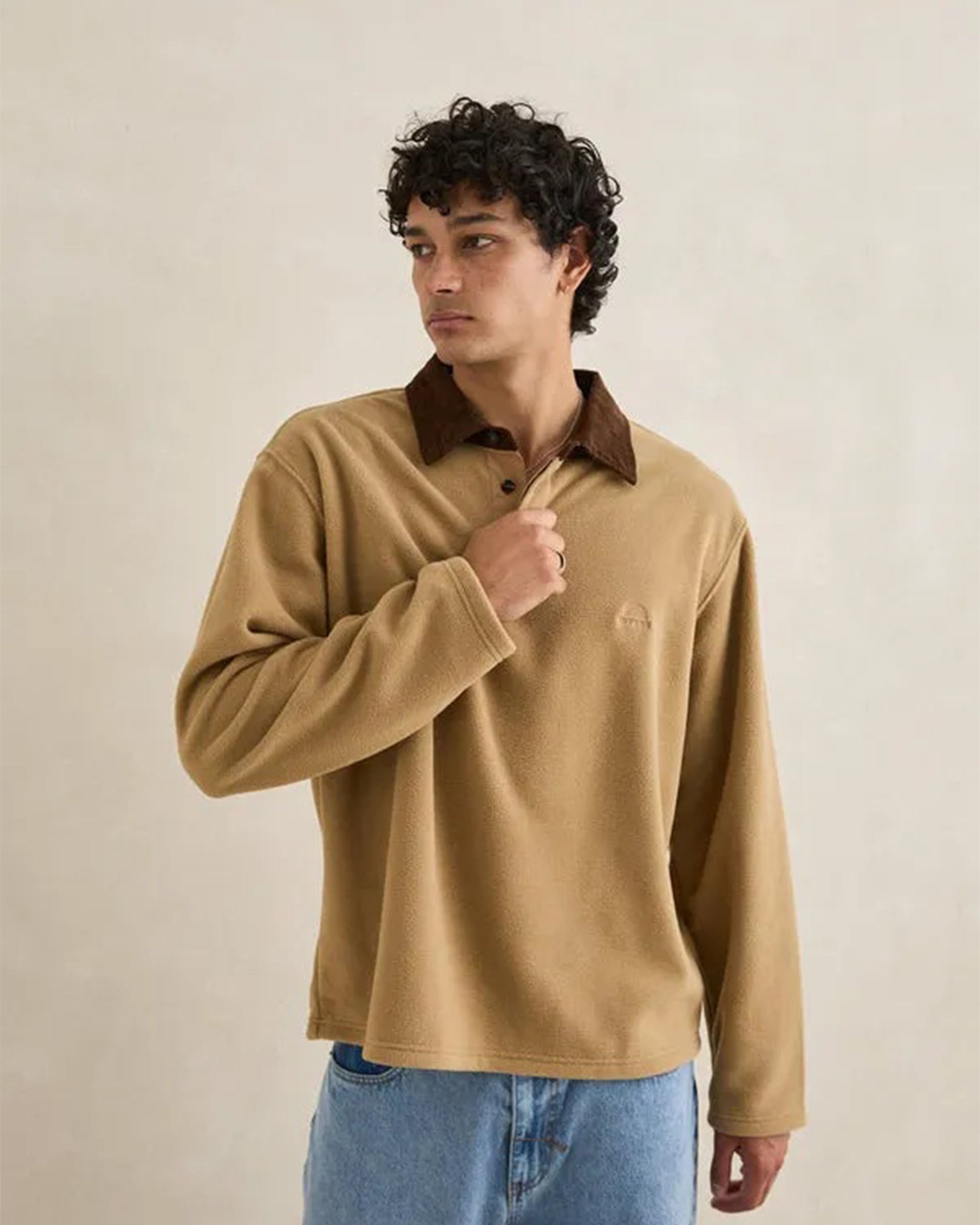 Rhythm Awake Polar Fleece Polo - Tobacco