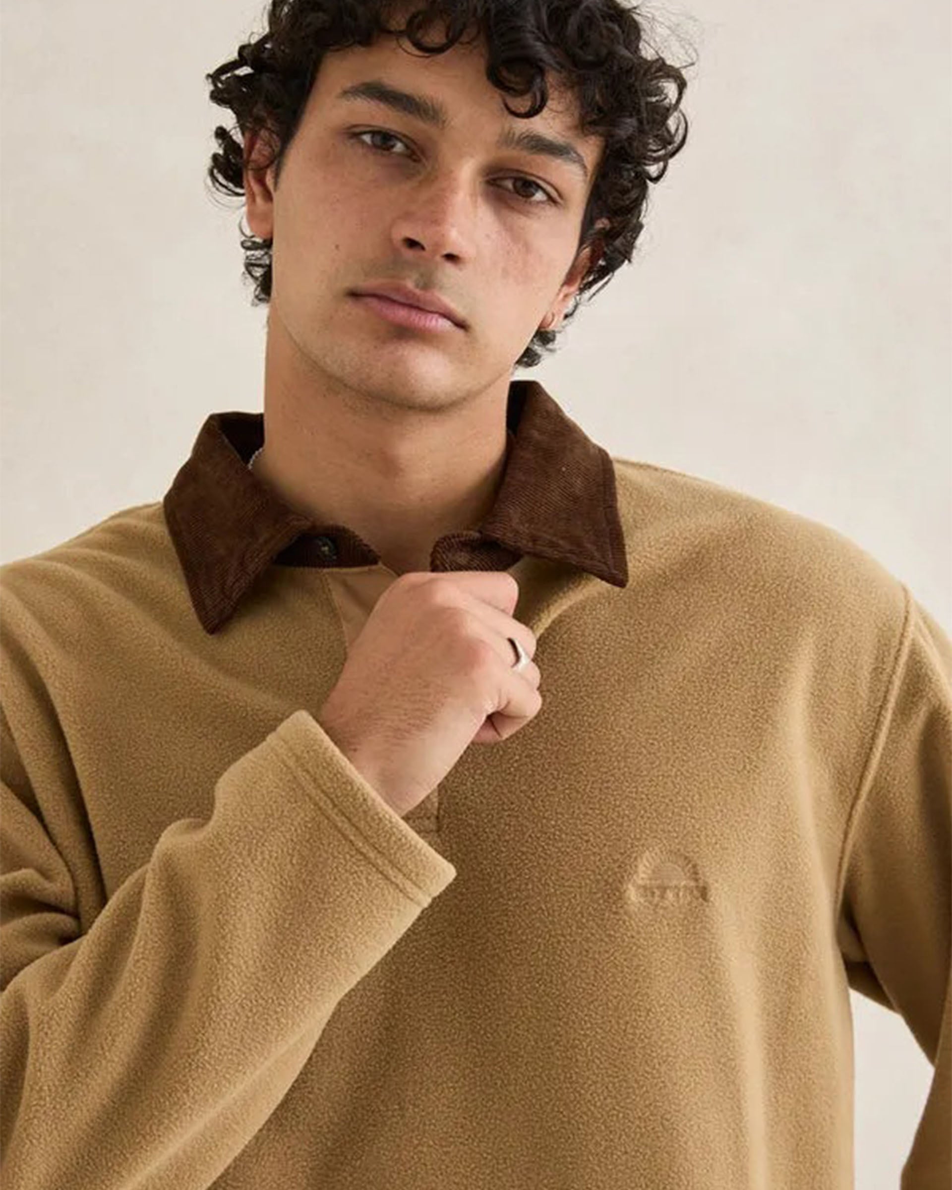 Rhythm Awake Polar Fleece Polo - Tobacco