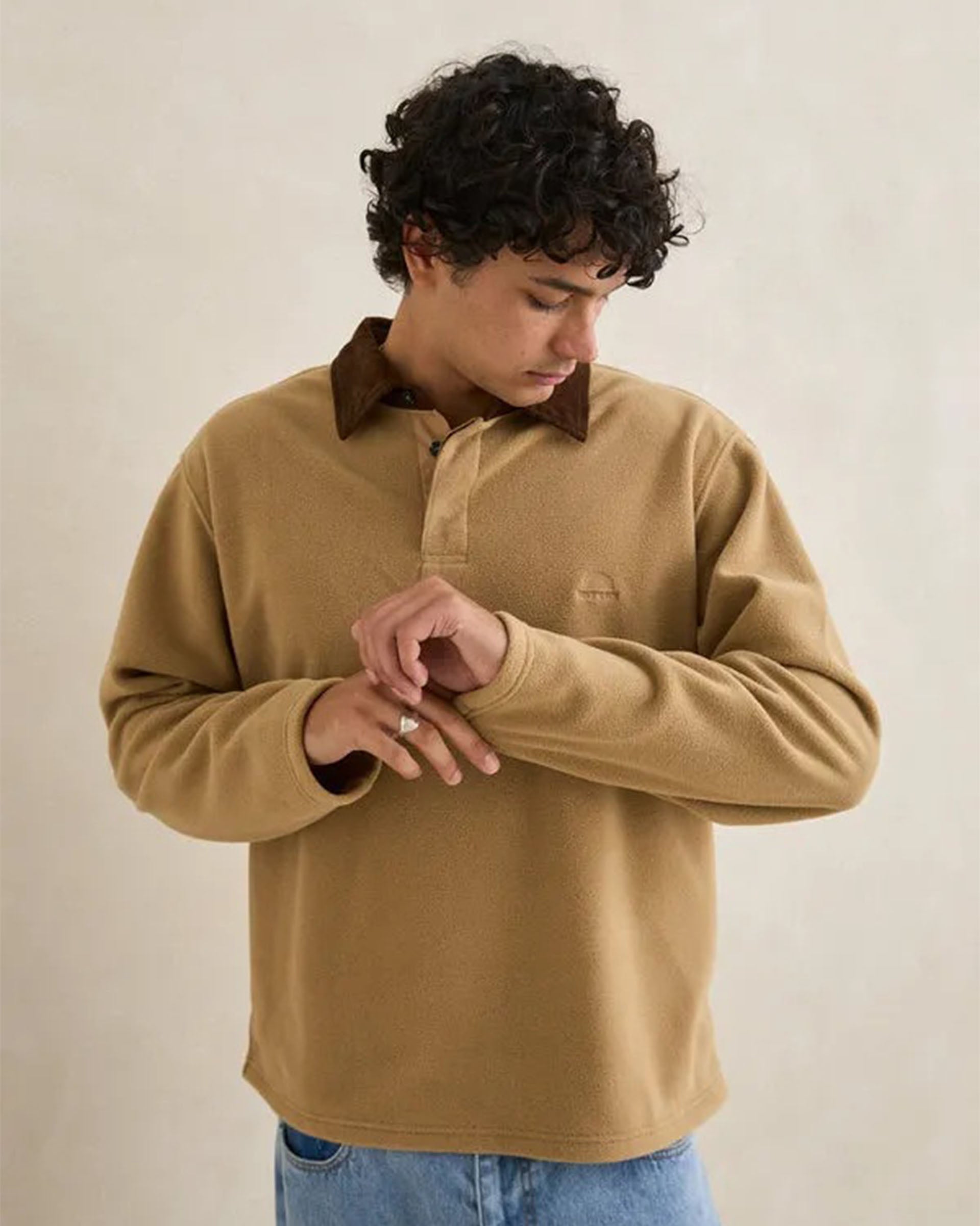 Rhythm Awake Polar Fleece Polo - Tobacco