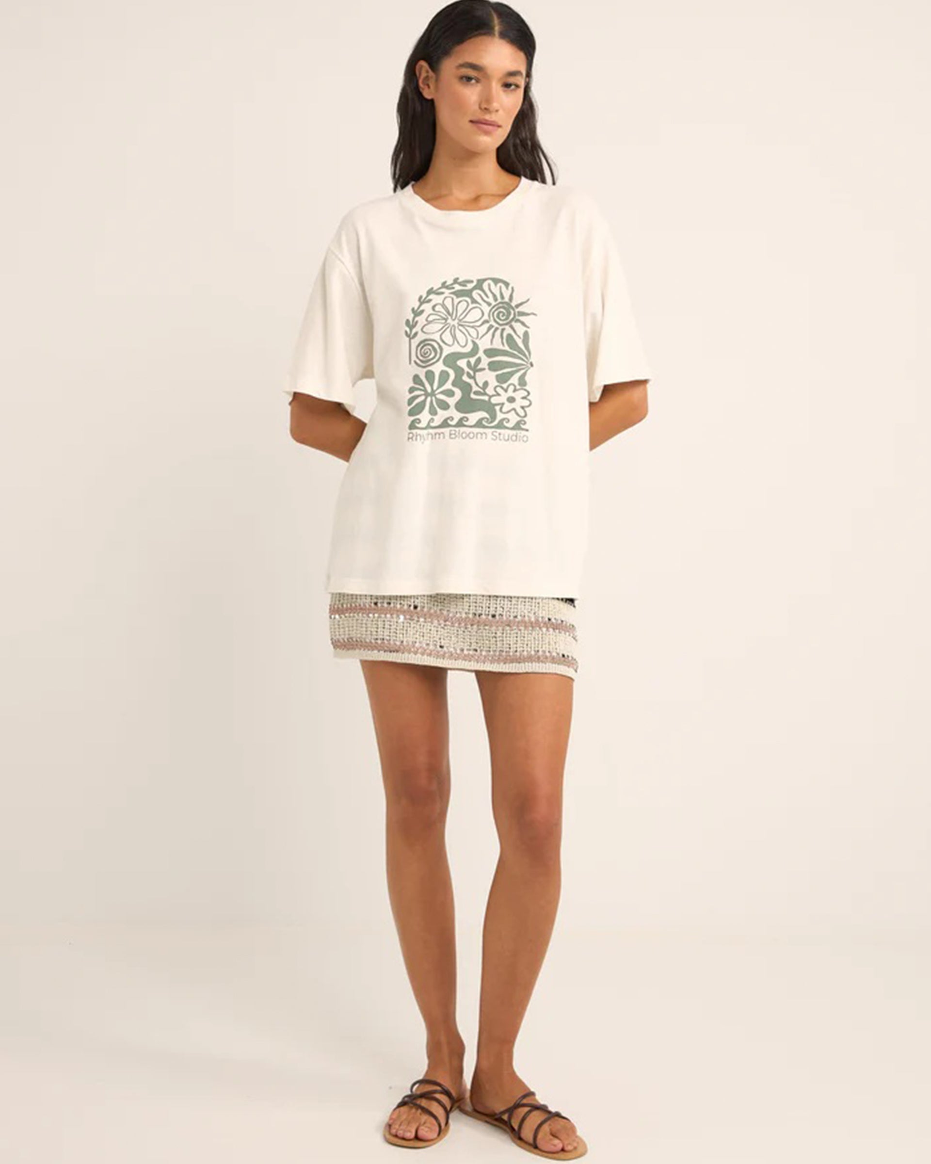 Rhythm Women's Bloom Studio Oversized Short Sleeve T-Shirt - Natural