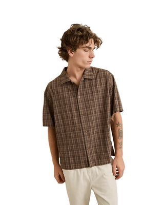 Rhythm Relaxed Brady Check Short Sleeve Shirt - Coffee
