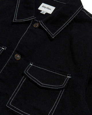 Rhythm Canvas Long Sleeve Overshirt - Black