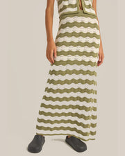 Rhythm Women's Carmen Stripe Knit Maxi Skirt - Sage