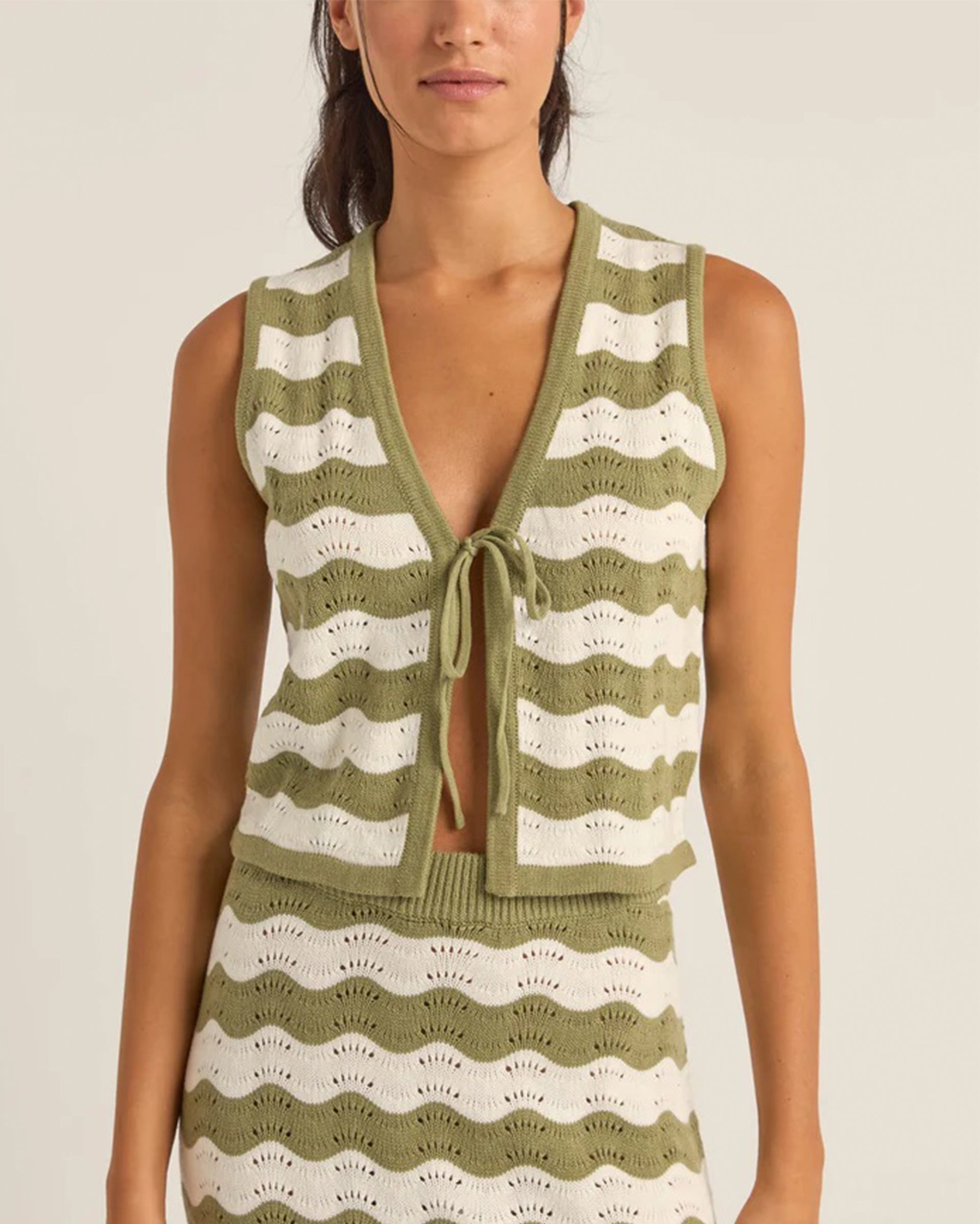 Rhythm Women's Carmen Stripe Knit Vest - Chocolate