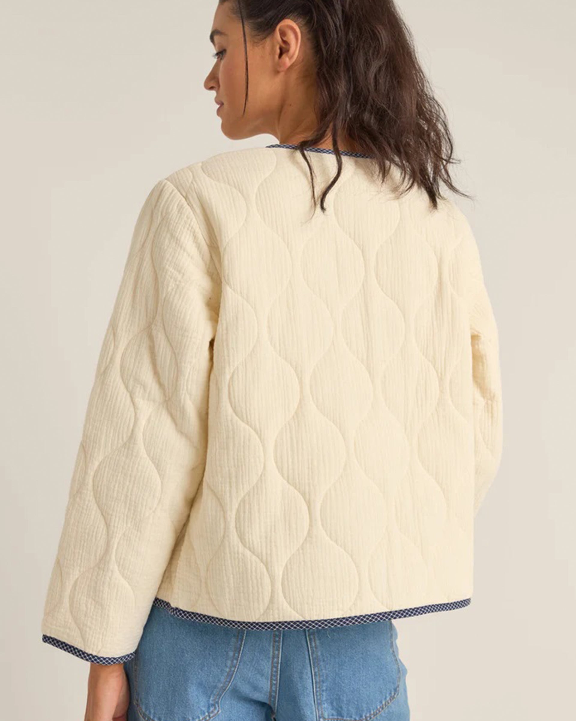 Rhythm Women's Check Quilted Jacket - Cream