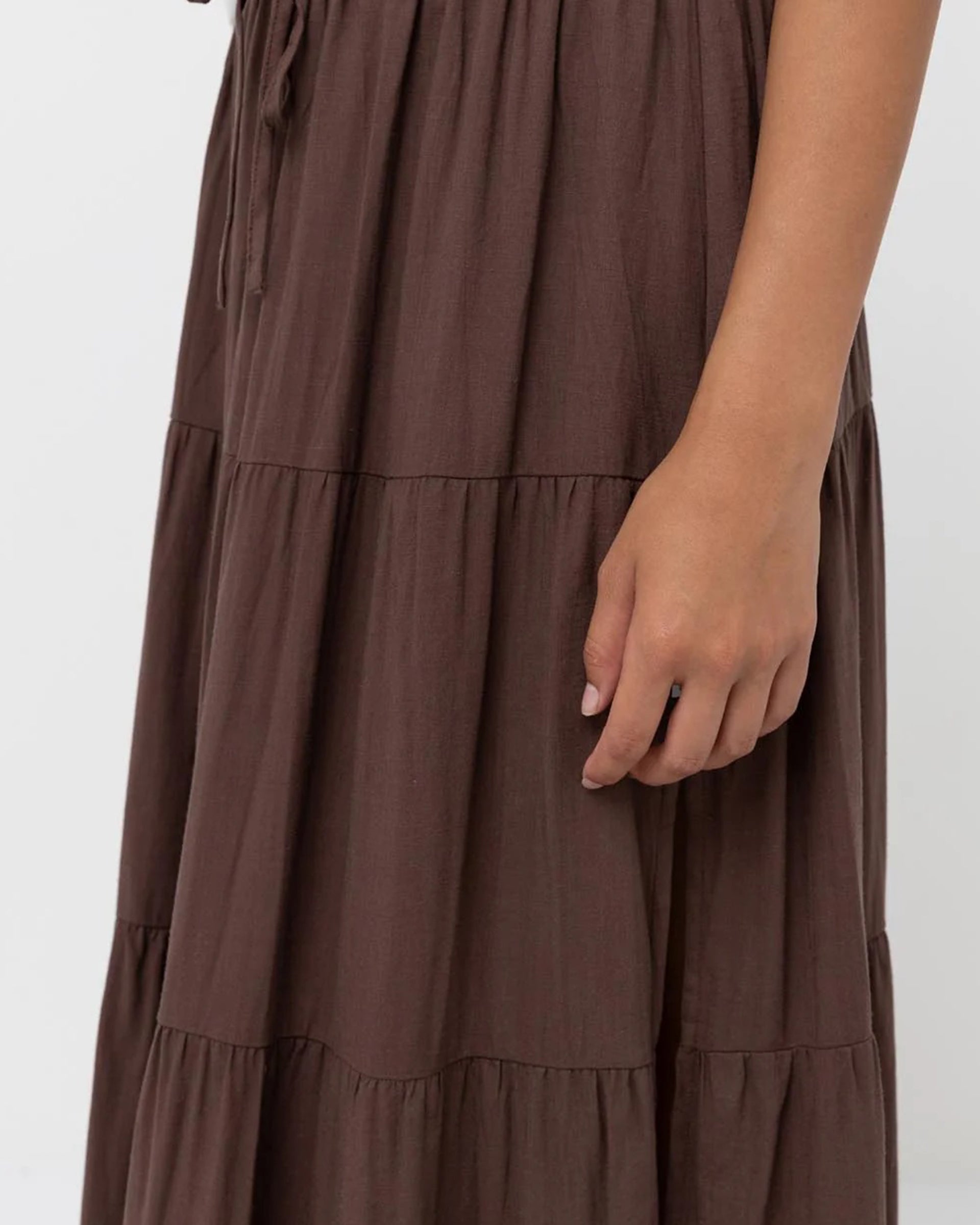 Rhythm Women's Classic Tiered Maxi Skirt - Chocolate