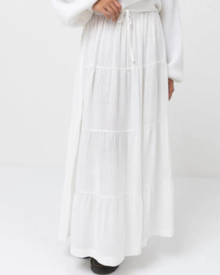Rhythm Women's Classic Tiered Maxi Skirt - White