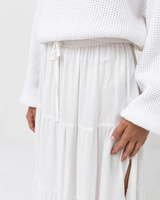 Rhythm Women's Classic Tiered Maxi Skirt - White