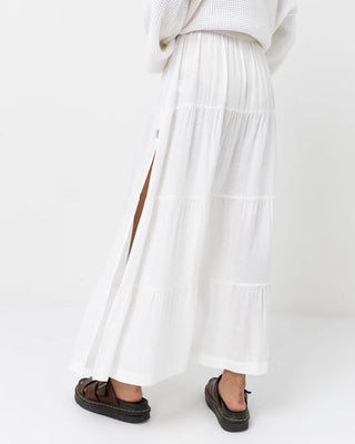 Rhythm Women's Classic Tiered Maxi Skirt - White