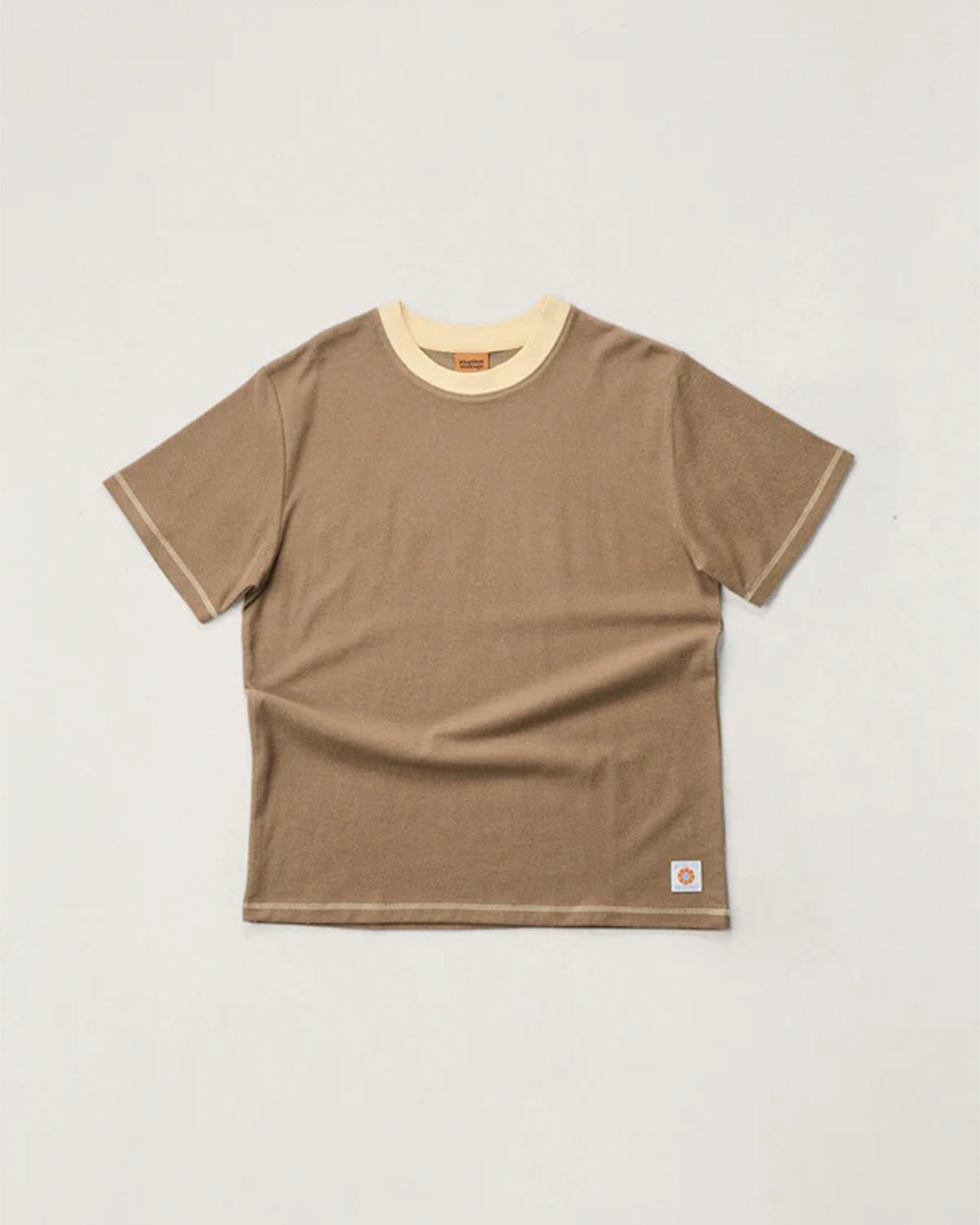 Rhythm Contrast Vintage Terry Short Sleeve T-Shirt - Latte