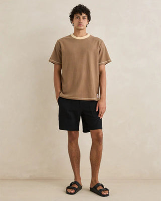 Rhythm Contrast Vintage Terry Short Sleeve T-Shirt - Latte