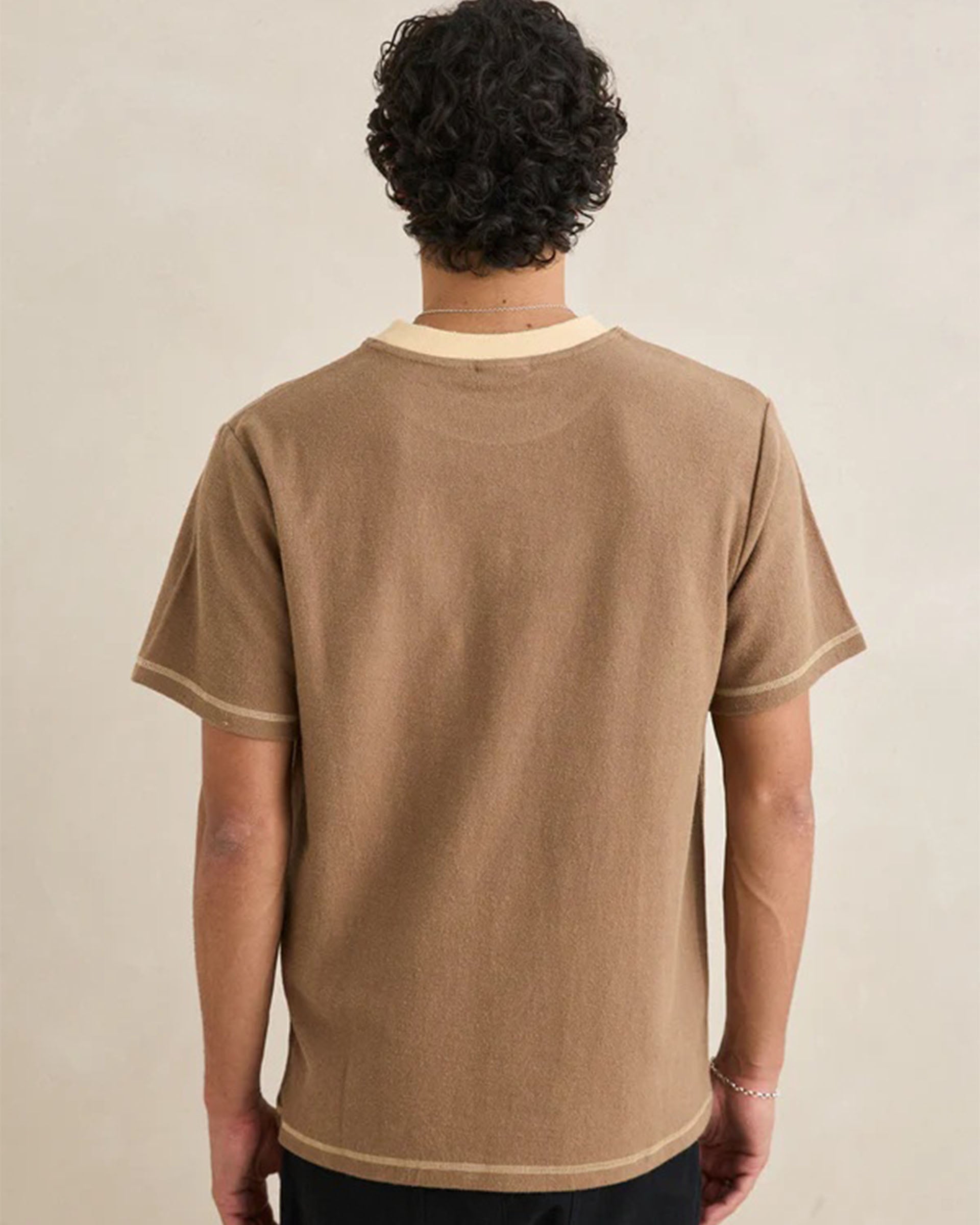 Rhythm Contrast Vintage Terry Short Sleeve T-Shirt - Latte
