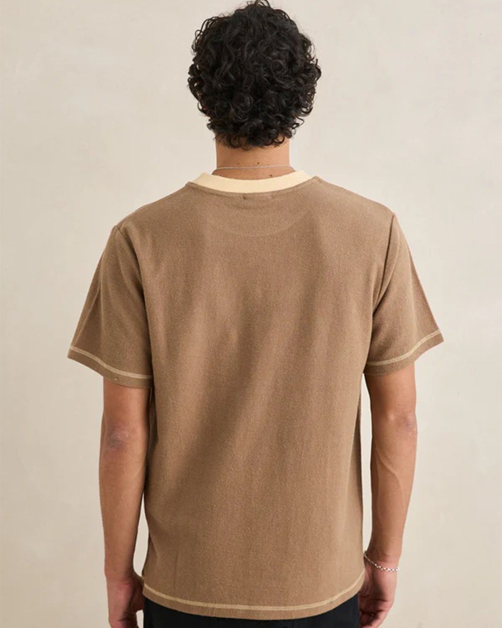 Rhythm Contrast Vintage Terry Short Sleeve T-Shirt - Latte