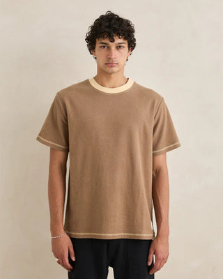 Rhythm Contrast Vintage Terry Short Sleeve T-Shirt - Latte