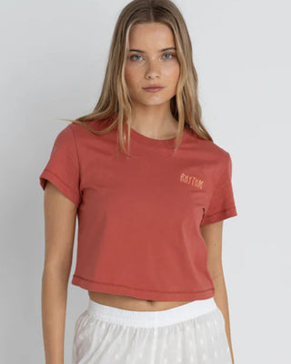 Rhythm Women's Rhythm Crop Crew Short Sleeve T-Shirt - Red