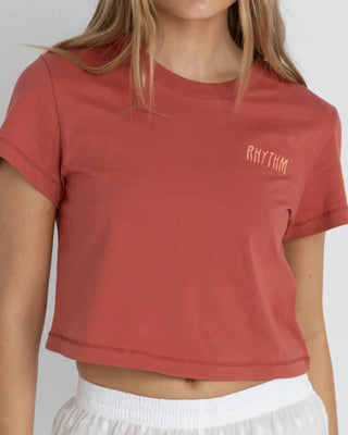 Rhythm Women's Rhythm Crop Crew Short Sleeve T-Shirt - Red