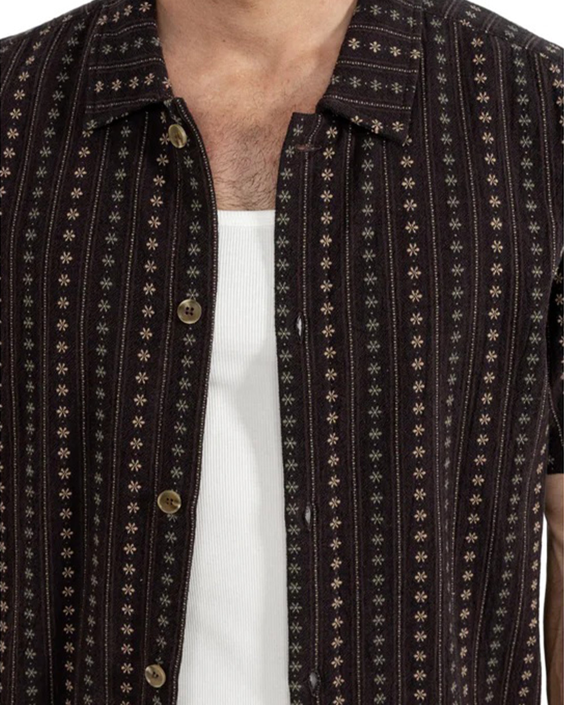 Dakota Stripe S/S Shirt - Chocolate