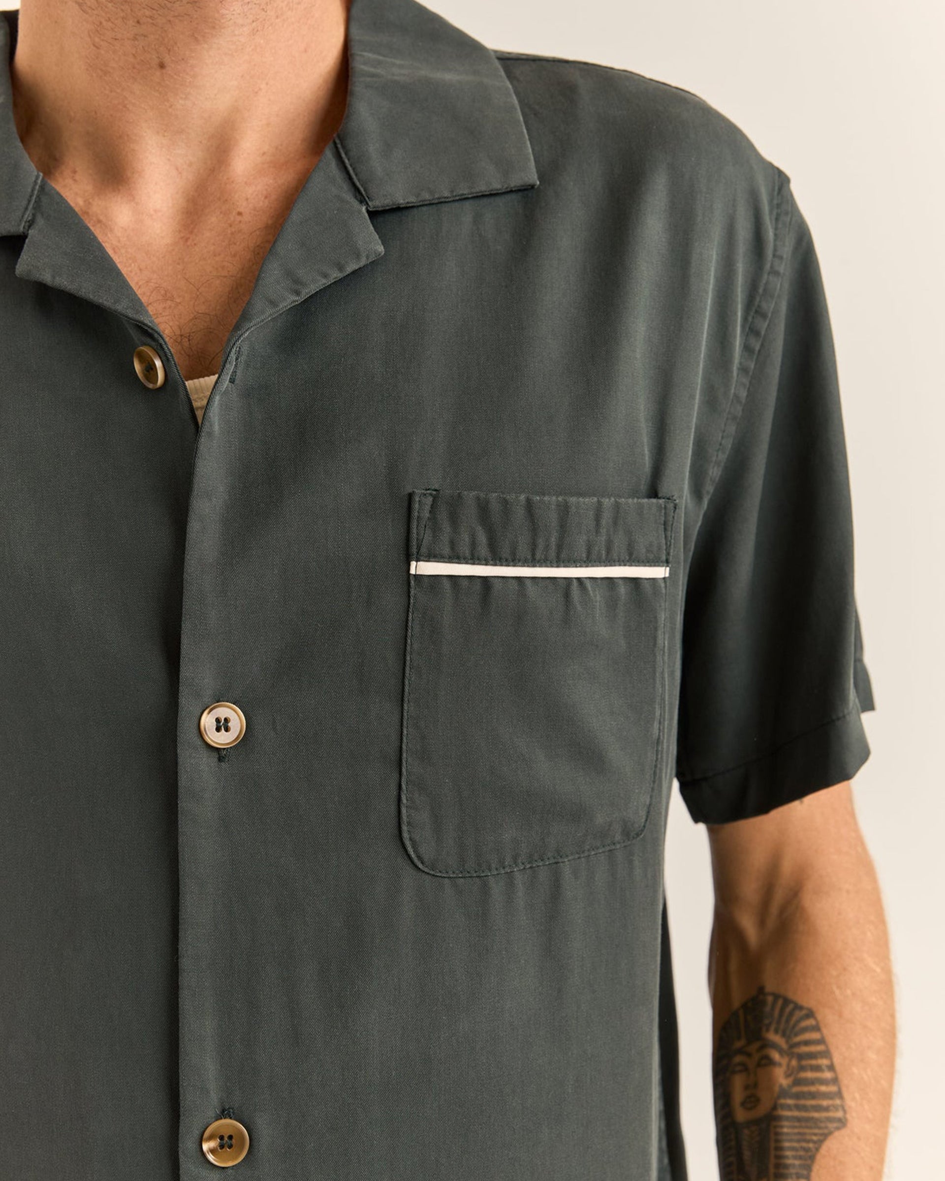 Rhythm Daytona Short Sleeve Shirt - Dark Olive