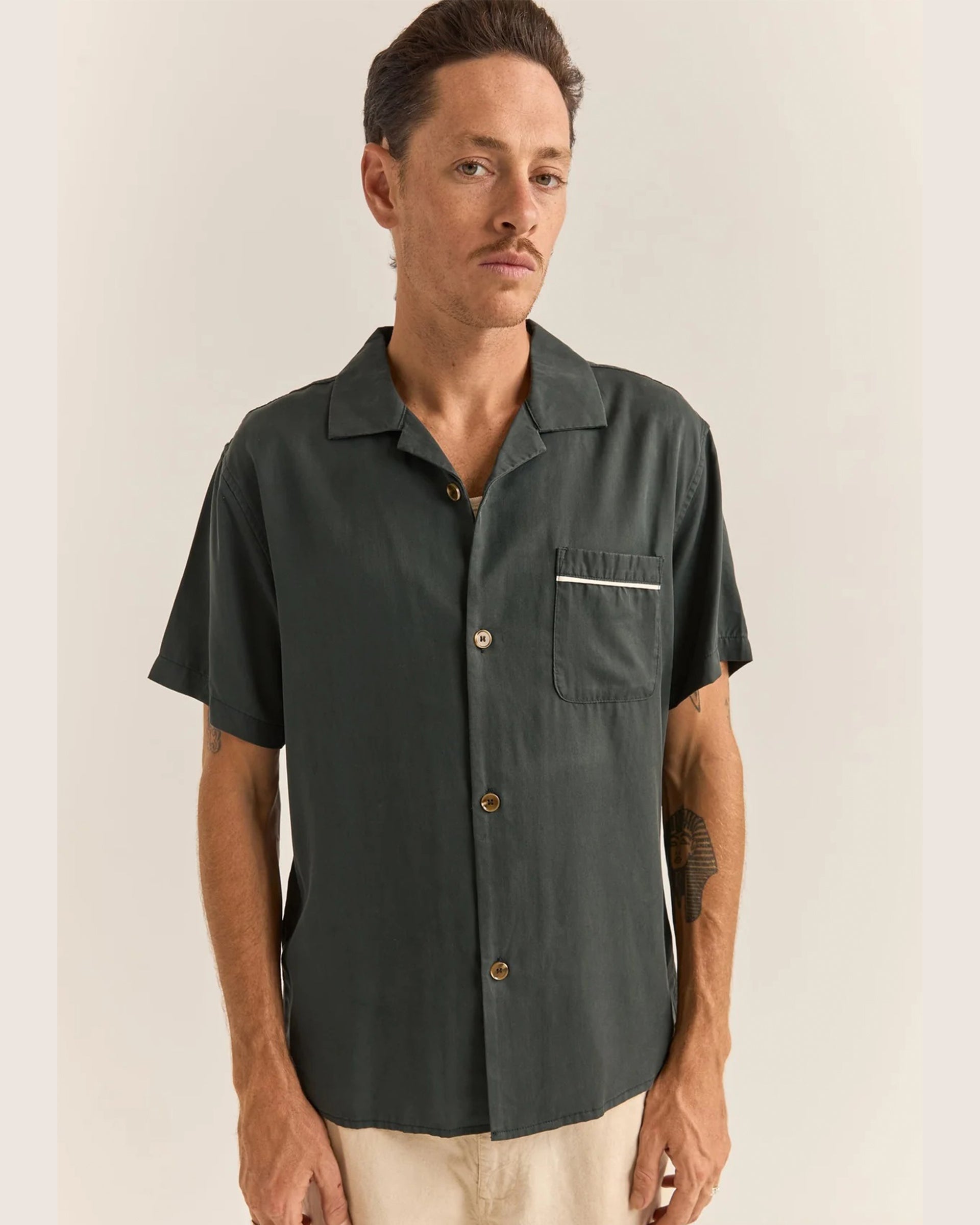 Rhythm Daytona Short Sleeve Shirt - Dark Olive