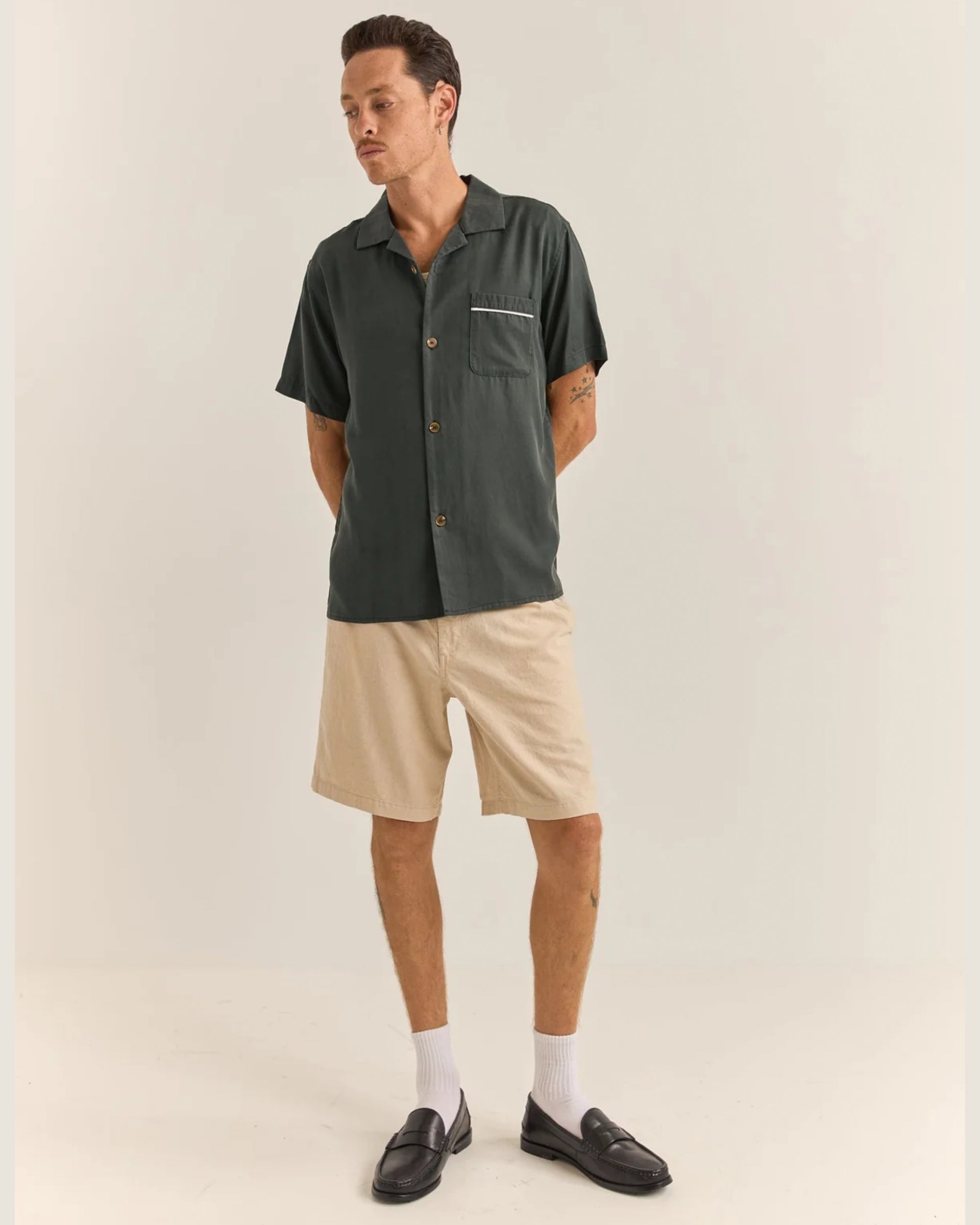 Rhythm Daytona Short Sleeve Shirt - Dark Olive