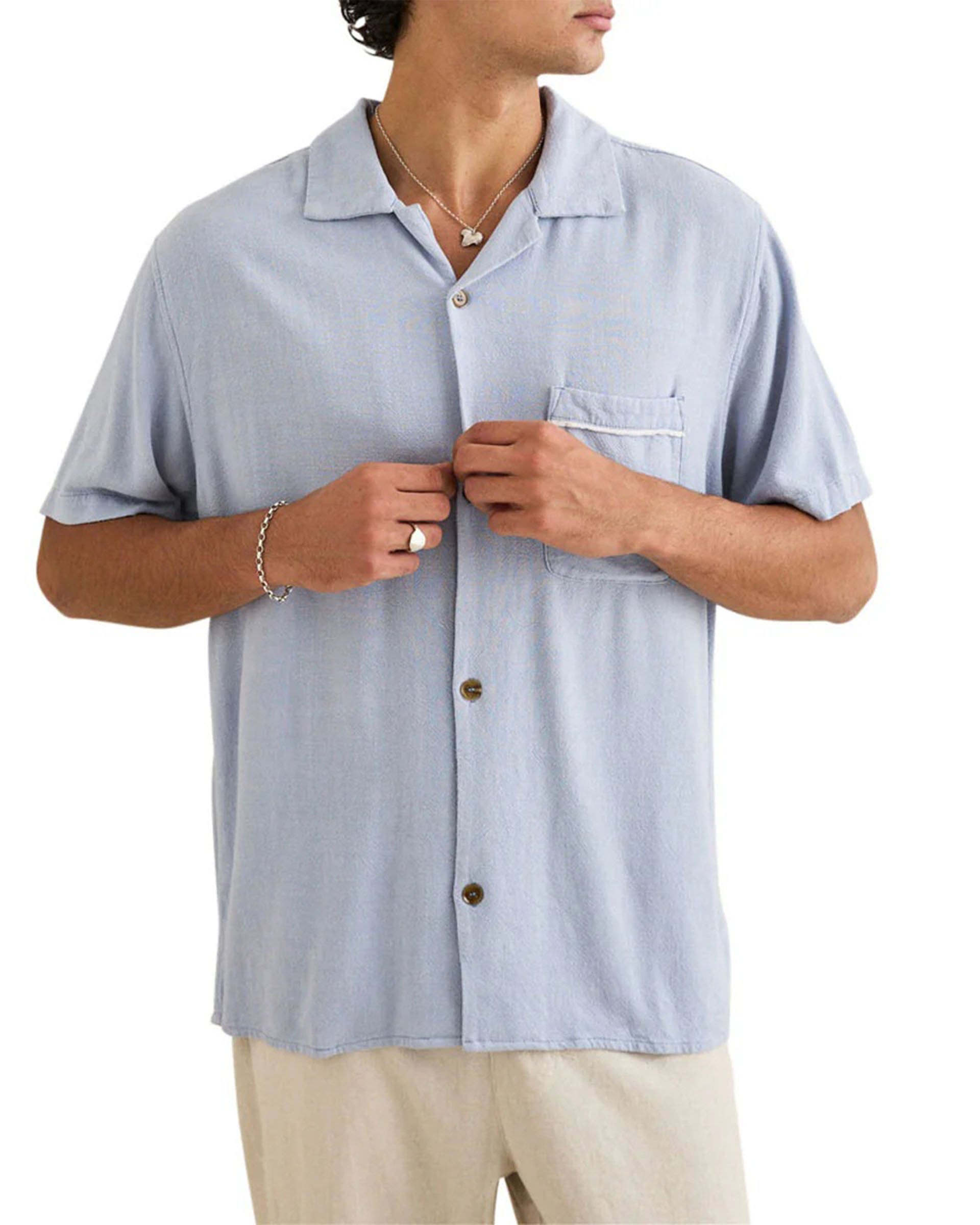 Rhythm Daytona Short Sleeve Shirt - Sky