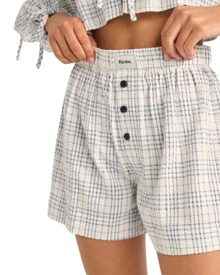 Rhythm Women's Desi Plaid Boxer Shorts - Blue