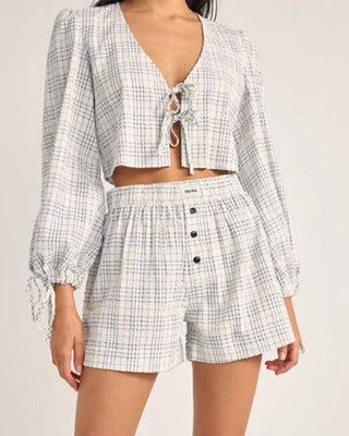 Rhythm Women's Desi Plaid Blouson Top - Blue