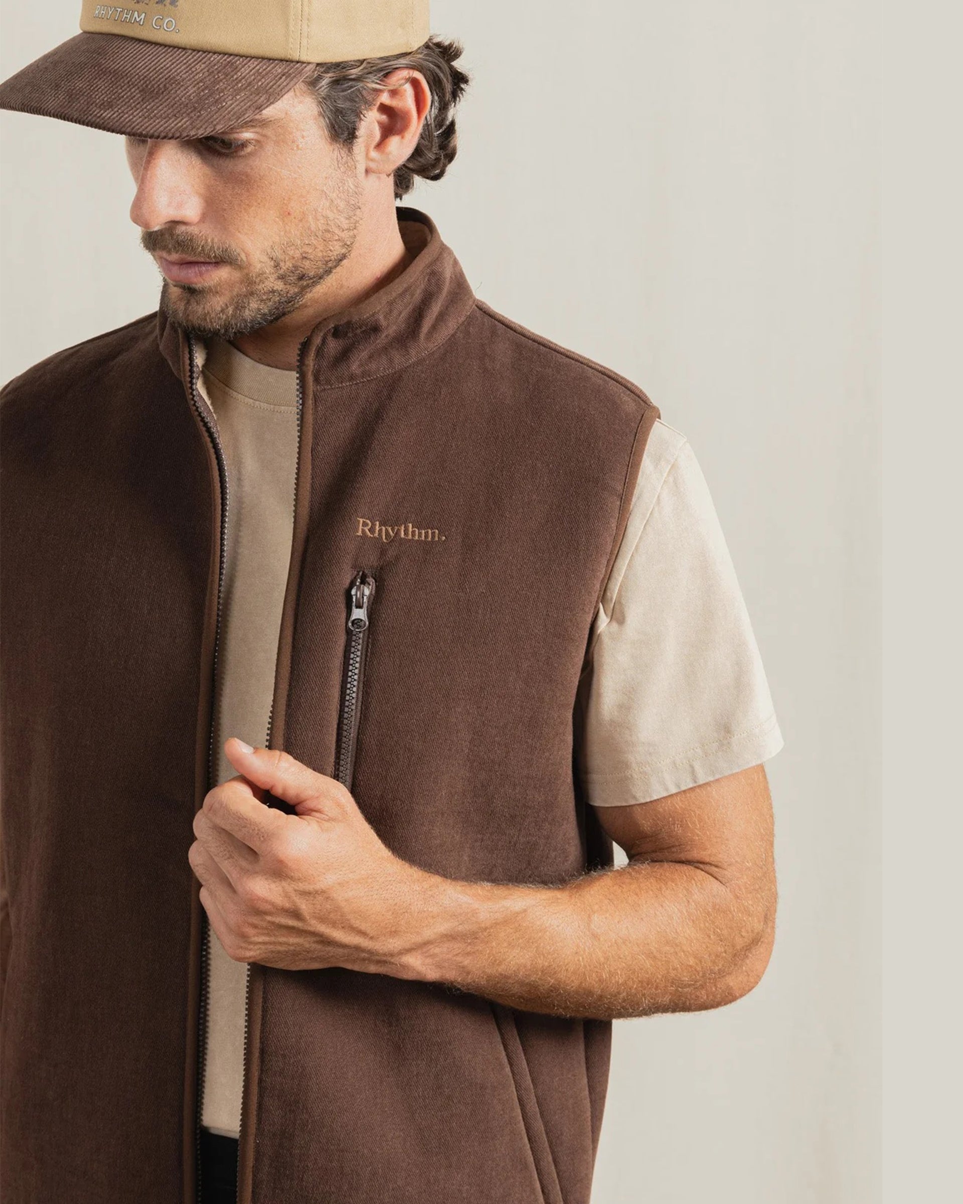 Rhythm Essential Canvas Vest - Tobacco